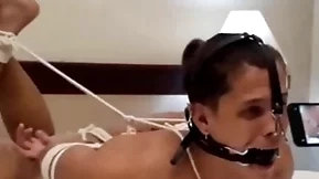 Henrique hogtied nosehook in bondage backstage scene from bondageman