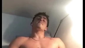 Hot fit guy jerking off his big cock