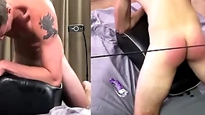 Hung alpha guileless boy is spanked while fucking a sex toy