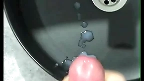 Jerking absent a broad in the beam dick in the bathroom! finished with moans! lots of cum! husky straight guy!