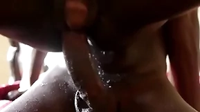 Cockblowing ebony twink fingered before bareback sexual relations