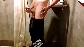 Cha vlad jerks off his big cock in the bathroom