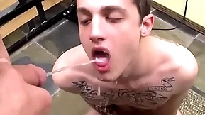 Tattooed twink chris carter fucked increased by peed on in blissful group