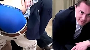 A straight boy goes over the knee for a hard spanking from a man
