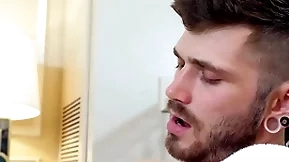 Gayroom stall hotel massage gets slippery with two hunks