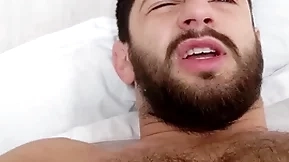 In bed with a hairy hunk - morning wood hard uncut cock - musky ripe pits and bedsheets