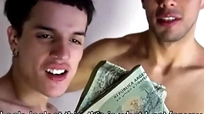Latino twink and jock boyfriends succeed in paid to have threesome with filmmaker pov