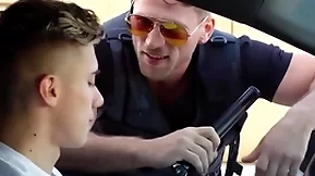Gay policeman caught him jerking off in public & fucked him