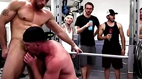 Wooh, hold on! what on earth is going on this gym?! two men nick fitt and roman todd completely shameless get naked and start fucking each other. in public! the other exercisers are shocked!