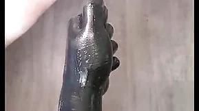 Large insertions 9, backing up against fisting dildo