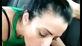 Stepmom gives him a blowjob in a catch car