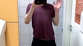 Hot boy jerkin off in toilet at gym (risky)/ almost caught ! /hunks /cute