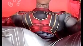 Stroking my massive horseshit in super hero costumes before shooting a huge load