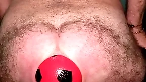 Mother earth record 13 cm wide anal stretching with inflatable ball.