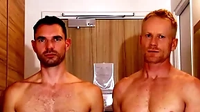 Handsome blonde fitness trainer serviced hard by a huge dick guy.