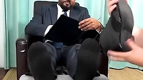 Classy latino businessman foot worshipped by tyro dude