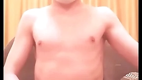 Teen gay jumps aloft a dildo, masturbates his cock and cums aloft webcam