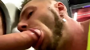 Glory hole uncaring blowjob for monster cock