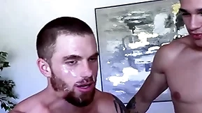 Huge cock jayden marcos fucks and drops a huge facial on hairy redhead dustin hazel