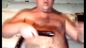 A shaven-headed russian gay fucks his throat hard and anal with a long black dick! causes vomiting hard by drinking milk!