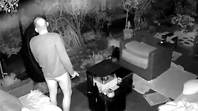 Cum dropping caught on outdoor security cam