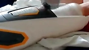 Sex toy fucked and sucked my jugs with my cum