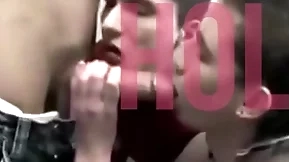 A handful of mouths on one cock p. trainer