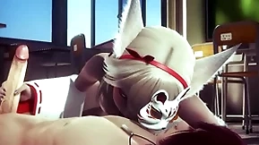 Yaoi femboy - fox femboy having sex in class - sissy crossdress japanese asian manga anime film  game porn gay
