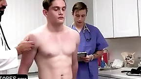 Fit boy goes for annual check-up but the doctor and his medical student give him the full package