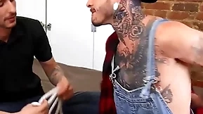 (fly tatem) has dick deamon in bondage offers his big cock for a blowjob before penetrating his ass - bromo