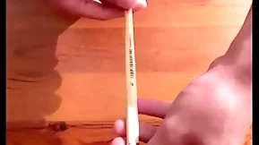 Give someone a ring and cumshot with a stick
