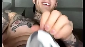 Jakipz in a jock strap playing in all directions his bulge and cumming