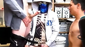 Two honest twinks caught fighting by security threesome with gay guard for freedom and no cops called