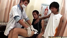 Asian patient anally fucked in threesome by twink doctors