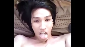 FagTeetajet Thai Detached Drinking my own cum, cumming in my face